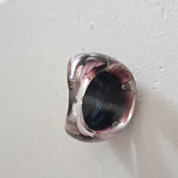 VTG MARBLED GLASS BUBBLE ring purple tone retro MOD funky disco 6-6.5 - Picture 6 of 6